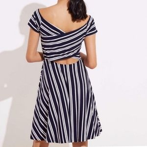 LOFT Criss-Cross Back Striped Dress